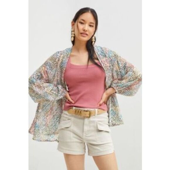 Anthropologie Tops - Anthropologie Womens Spotted Shimmer Open Front Kimono Multicolor One Size